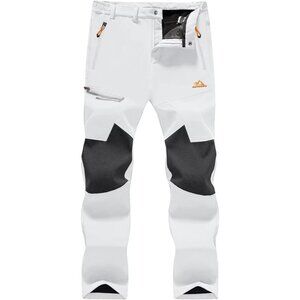 Men Winter Pants Fleece Lined Ski Snow Pants Water Resistant 4 Zip Pockets Pants